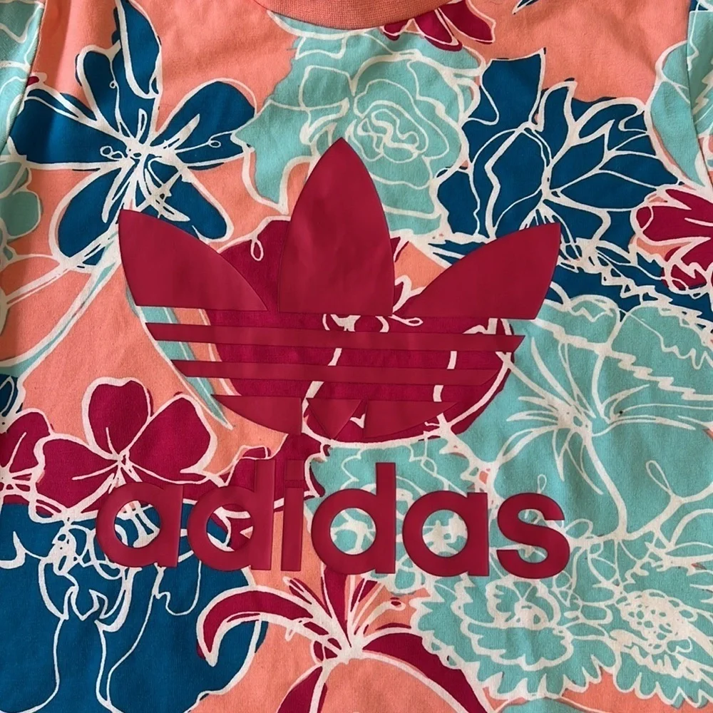 Adidas tee shirt dress pink flowers